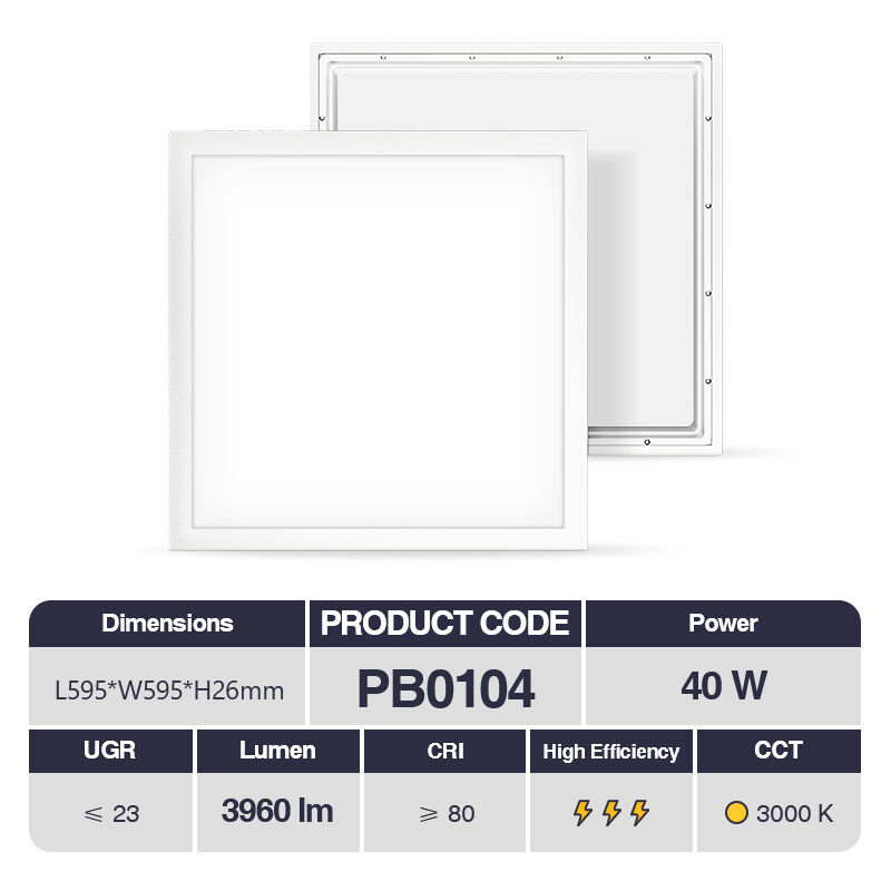 foto del prodotto led pannelli 40w 3000k bianco 3960lm 110 cri 80 ugr 23 pf0.9 garanzia 3anni l595xw595xh26mm kosoom