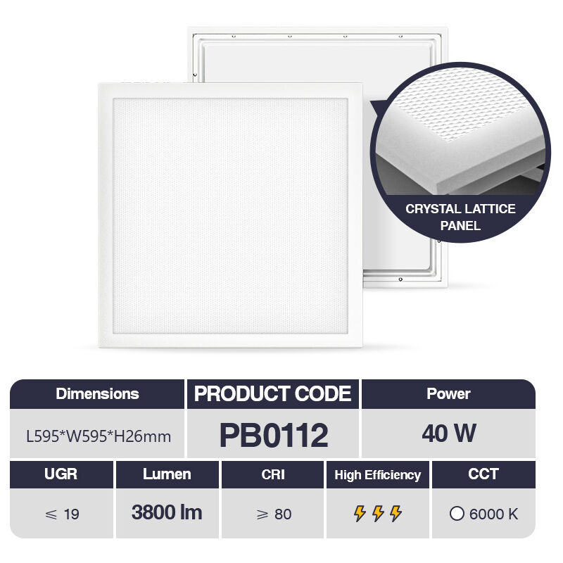 foto del prodotto led pannelli 40w 6000k bianco 3800lm 110 cri 80 ugr 19 pf0.9 garanzia 3anni l595xw595xh26mm kosoom