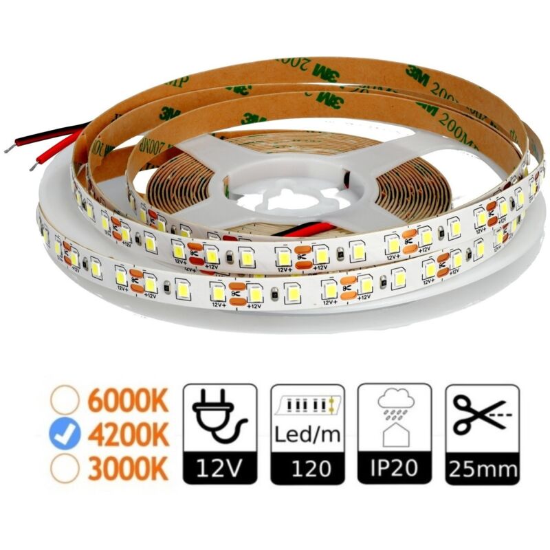 foto del prodotto led pira 12v 4200k 120 led metro ip20 smd2835 5m strips led jandei