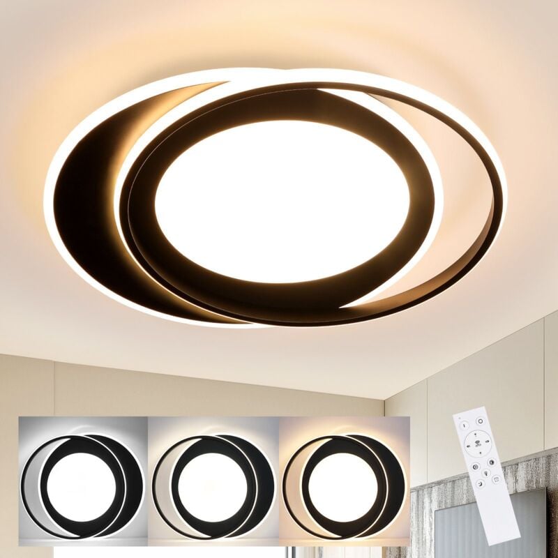 foto del prodotto led plafoniera camera da letto soggiorno nero lampada da camera dimmerabile 66w con telecomando soggiorno moderno lampada da soffitto 48,5 cm gbly