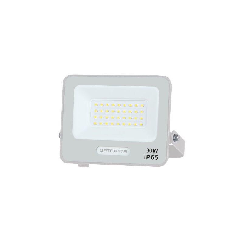 foto del prodotto led proiettore smd 30w 2700lm bianco caldo 3000k ip65 corpo bianco 156x141x30mm