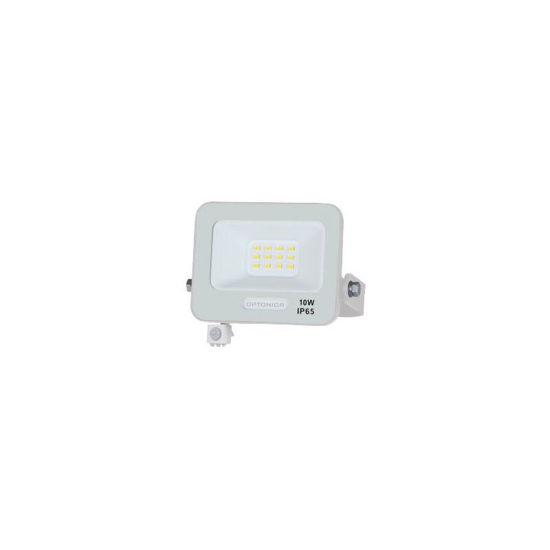 foto del prodotto led proiettore smd ip65 10w 900lm naturale bianco 4000k corpo bianco 105x134.5x26mm sensore 120 8m