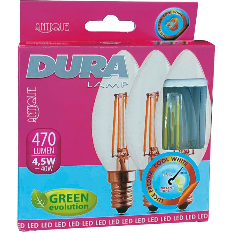 foto del prodotto led set 3 candela 4w e14 l470 2700k calda