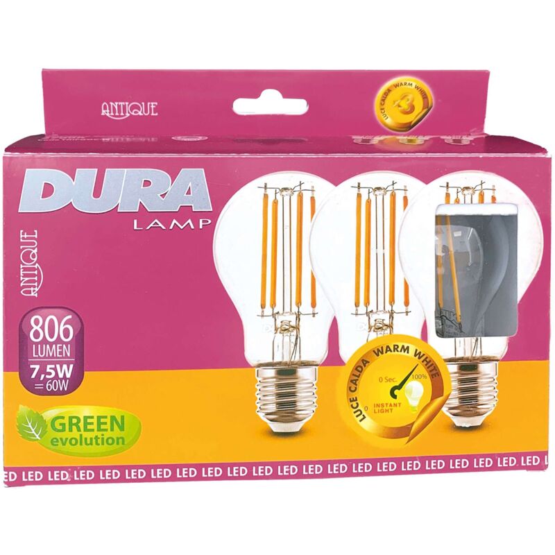 foto del prodotto led set 3 goccia 8w e27 l806 2700k calda 10 cf
