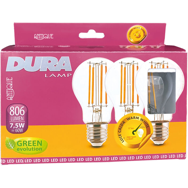 foto del prodotto led set 3 goccia 8w e27 l806 2700k calda