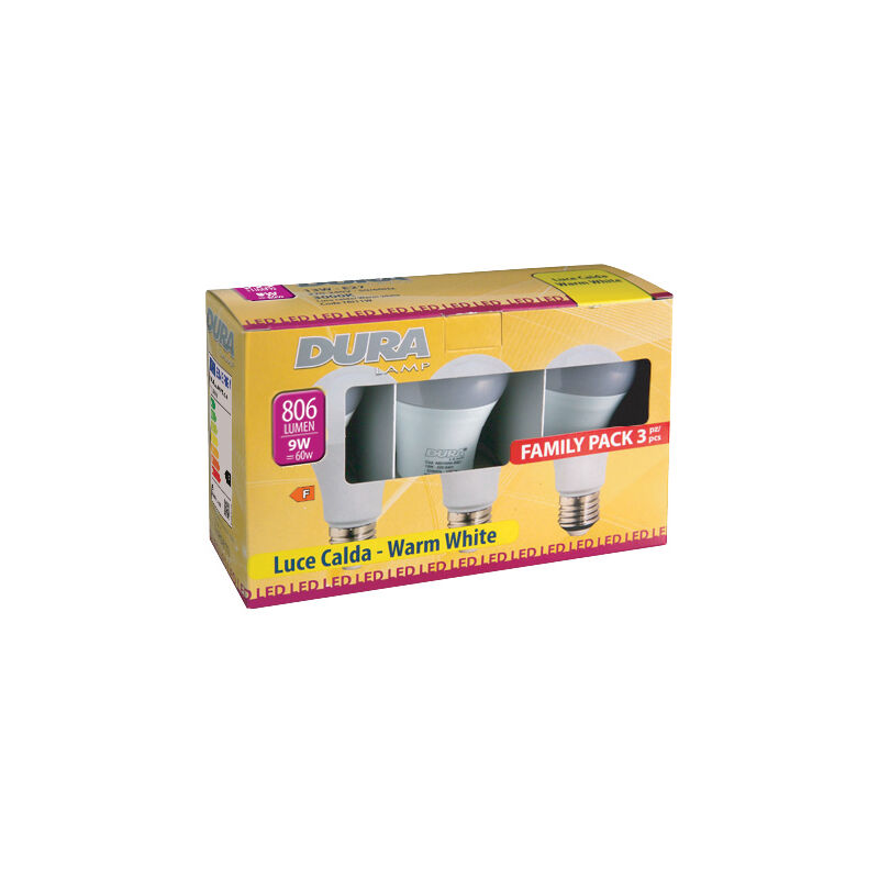 foto del prodotto led set 3 goccia 9w e27 lumen 806 3000k calda