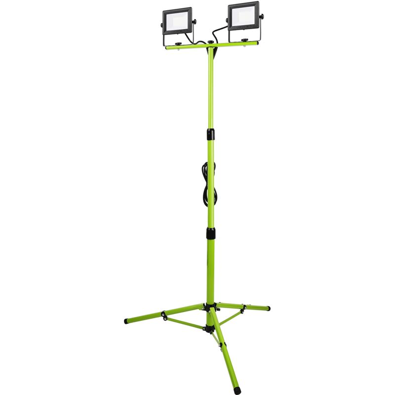 foto del prodotto led slim twin treppiede luce da lavoro, 2 x 15 watt, nero e verde luceco