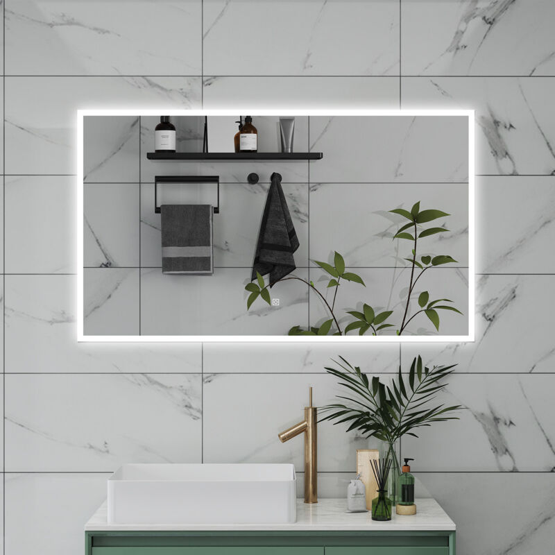 foto del prodotto led specchio da bagno 100 x 60 cm, luminosit regolabile a 3 colori, antiappannamento, memoria di interruzione di corrente