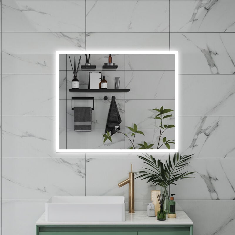 immagine 0 del prodotto led specchio da bagno 80 x 60 cm, luminosit regolabile a 3 colori, antiappannamento, memoria di interruzione di corrente