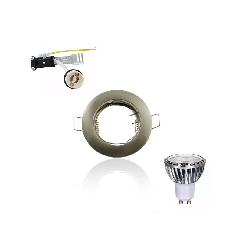 foto del prodotto led spot kit gu10 5w cob equivalente 50w dimmerabile foratura spazzolata fissa tonda 62mm sup 6001a blanc neutro 4000k