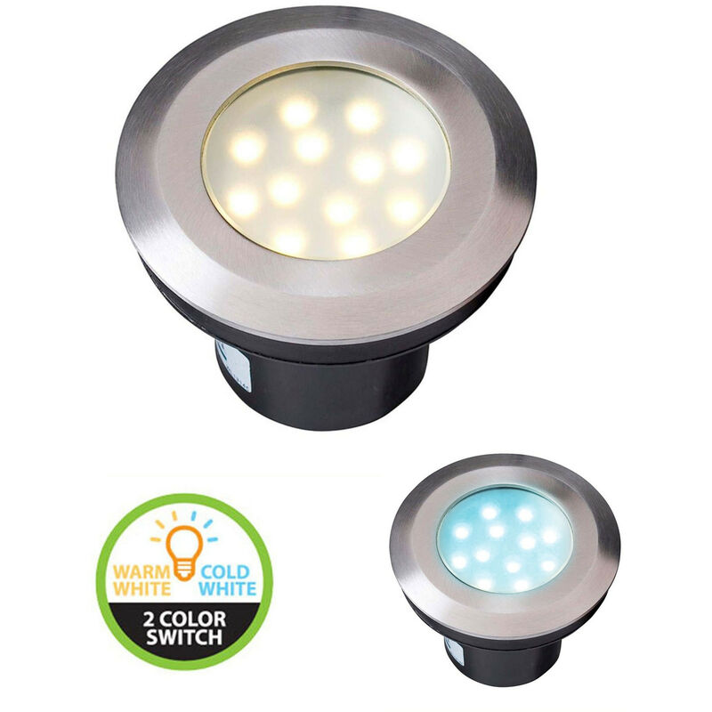 foto del prodotto led spot pavimento integrato 2w 43lm ip67 bianco caldo bianco freddo 3000 6000k
