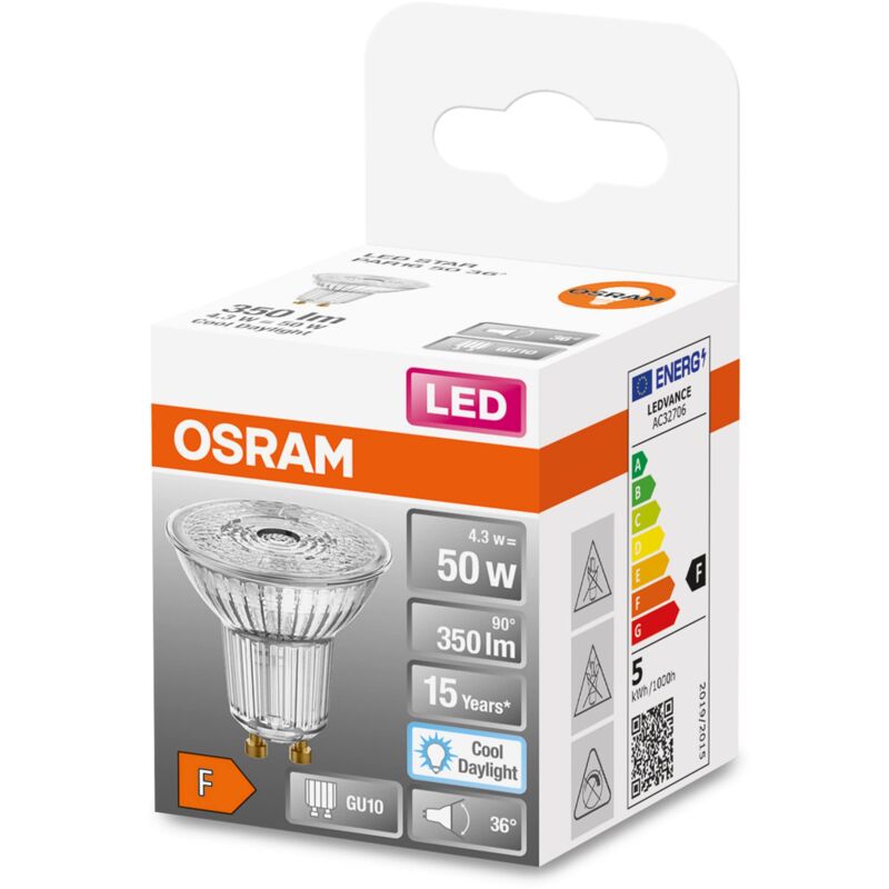 foto del prodotto led star par16 50 led lampada riflettore con 36 gradi di angolo di visione, base gu10, bianco luce del giorno 6500k , sostituzione per le