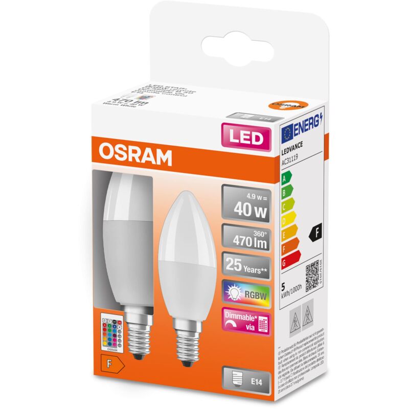 foto del prodotto led star rgbw lampada led smerigliata per base e14, i colori rgbw possono essere cambiati dal telecomando, forma di candela, sostituzione di