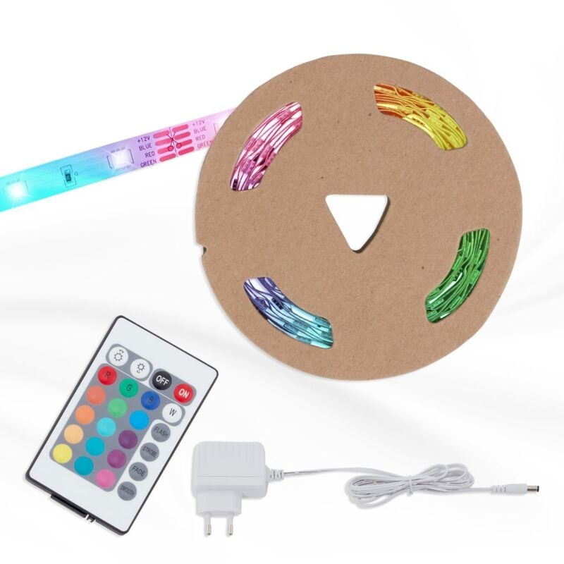 foto del prodotto led stripe dimmerabile 3 metri rgb telecomando 12 w bianco plastica briloner