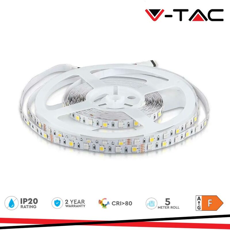 foto del prodotto led striscia 5050 60 leds 12v ip20 rgb 3000k luce calda