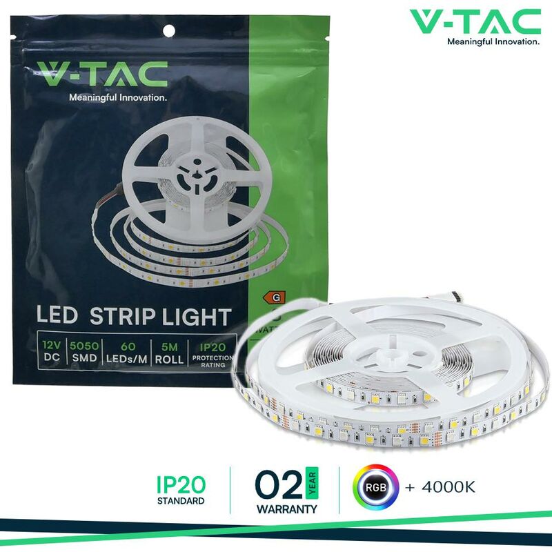 foto del prodotto led striscia 5050 60 leds 12v ip20 rgb 4000k luce naturale