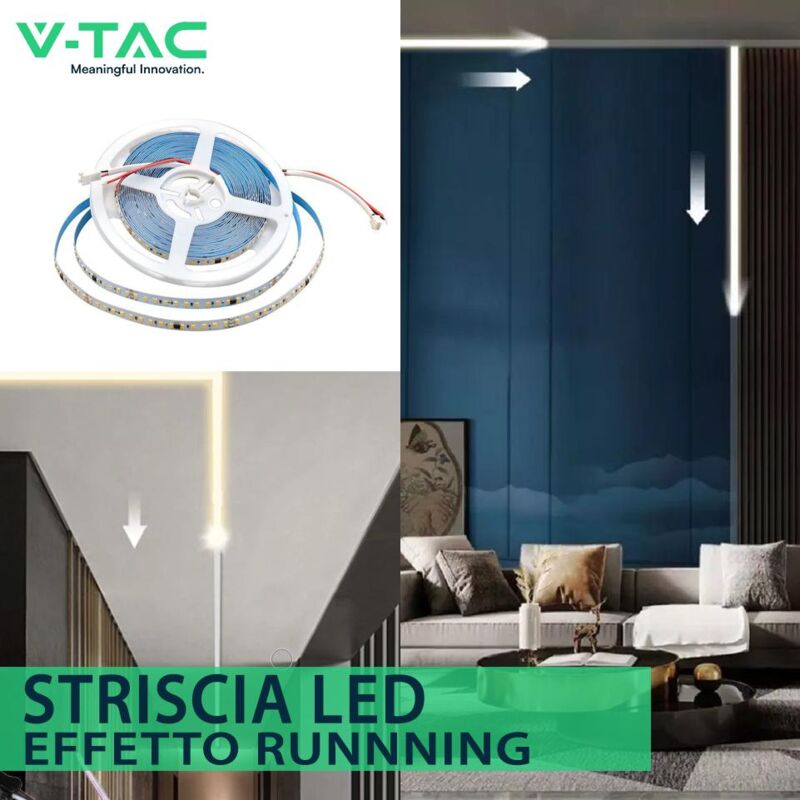 foto del prodotto led striscia running 2835 120 10w 24v 6500k luce fredda