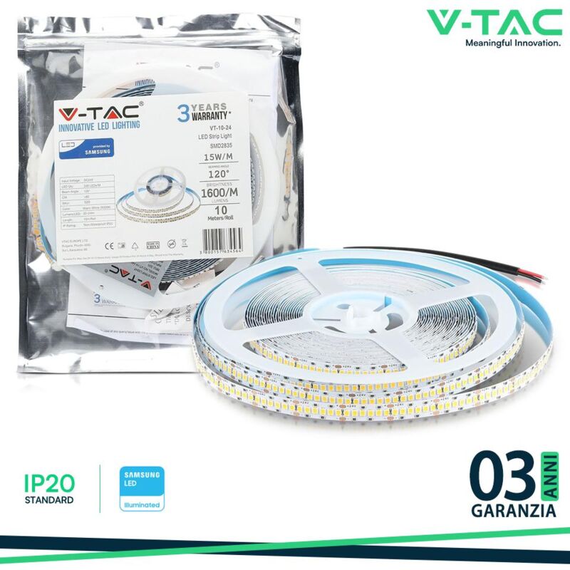 foto del prodotto led striscia samsung 2835 240 leds 24v ip20 6000k luce fredda