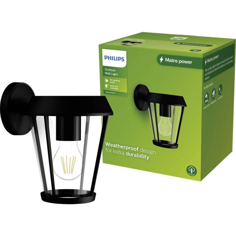 foto del prodotto led sunera 929004141601 lampada da parete per esterno e27 nero philips