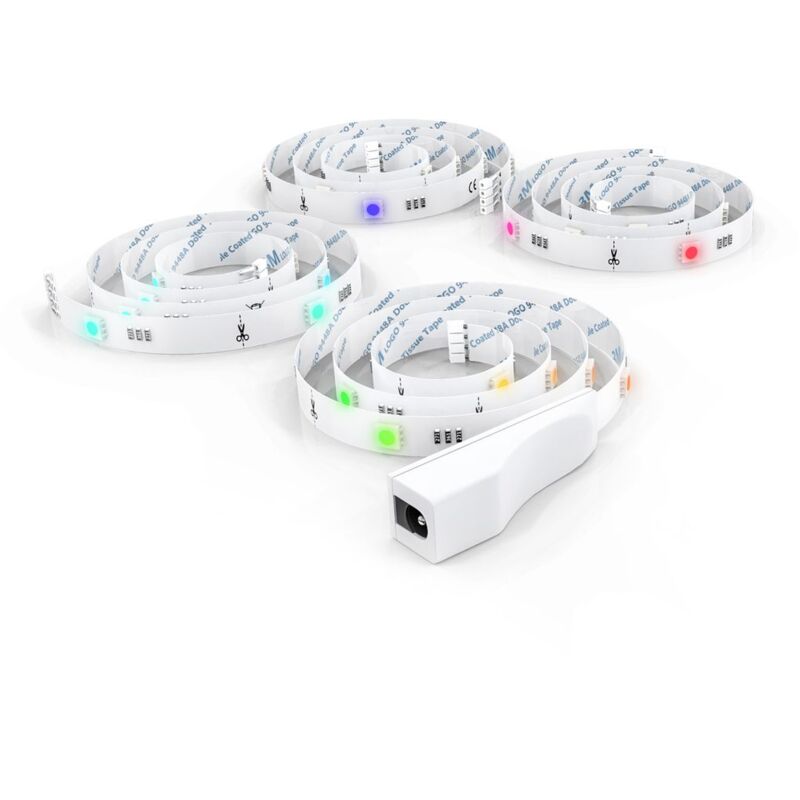 foto del prodotto led tv retroilluminazione, striscia led rgb alimentazione usb, set 4 pezzi da 50cm accorciabili, telecomando, 16 colori, 4 modalit , dimmerabile e