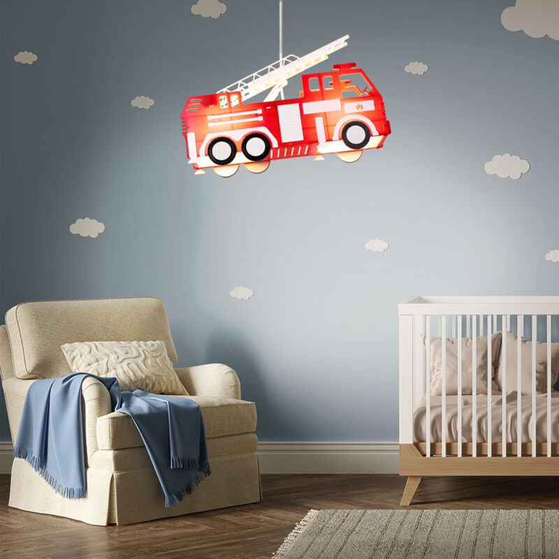 foto del prodotto led vigili del fuoco auto soffitto lampada a sospensione luce illuminazione bambini sala giochi