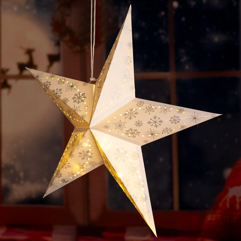 foto del prodotto led x mas soffitto a sospensione stella lampada natalizia decorazione per finestra fiocco di neve bianco danneggia