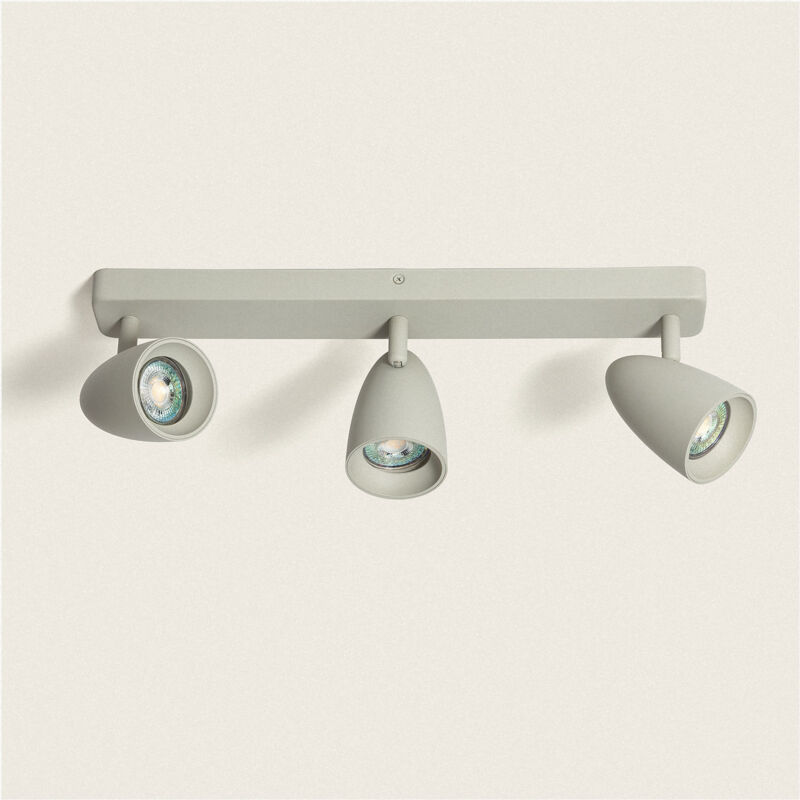 foto del prodotto ledkia applique alluminio rettangolare adrien 3 faretti grigio pietra