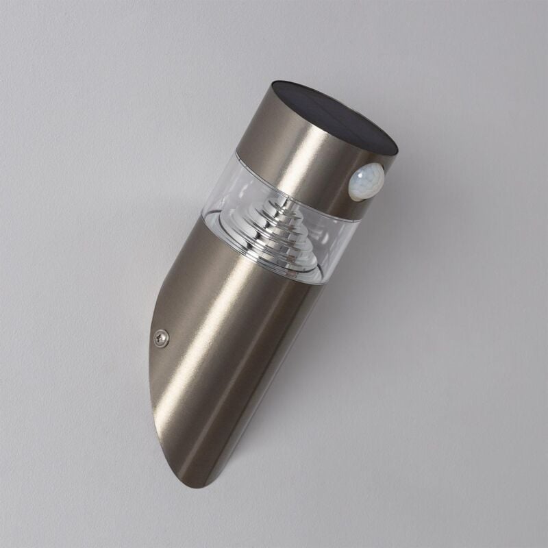 foto del prodotto ledkia applique da parete led 1.5w solare in acciaio inossidabile con sensore di movimento pir inti 6000k bianco freddo
