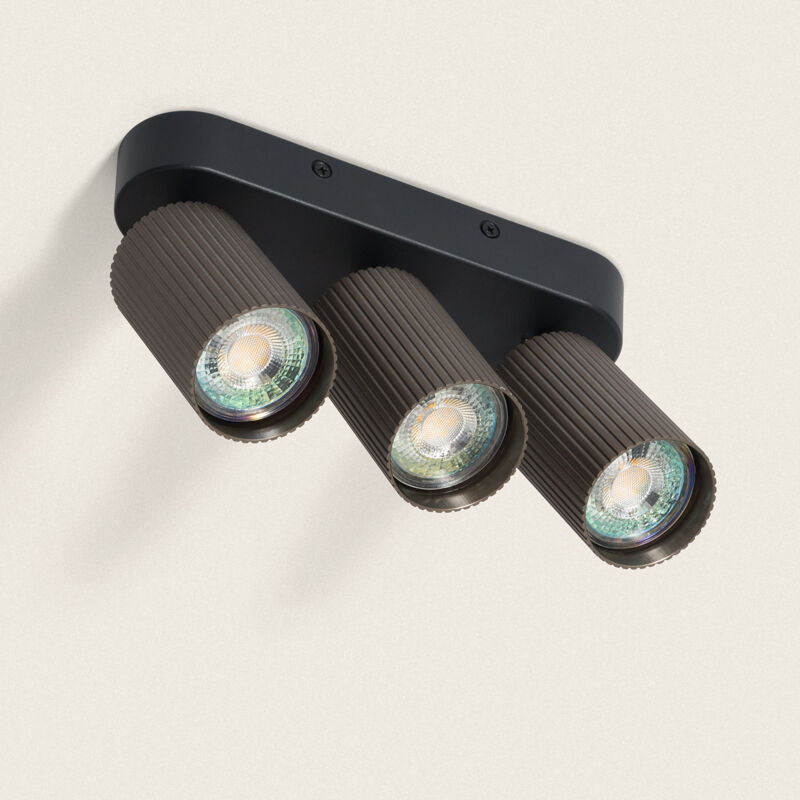 foto del prodotto ledkia applique da soffitto alluminio aritz 3 faretti bronzo