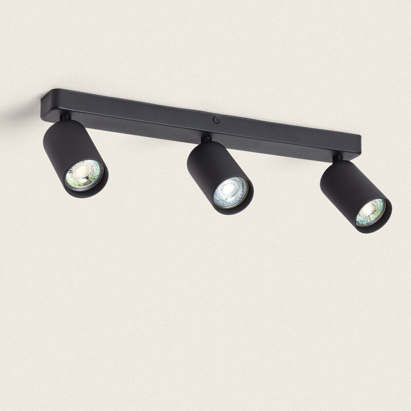 foto del prodotto ledkia applique da soffitto alluminio breixo 3 faretti nero