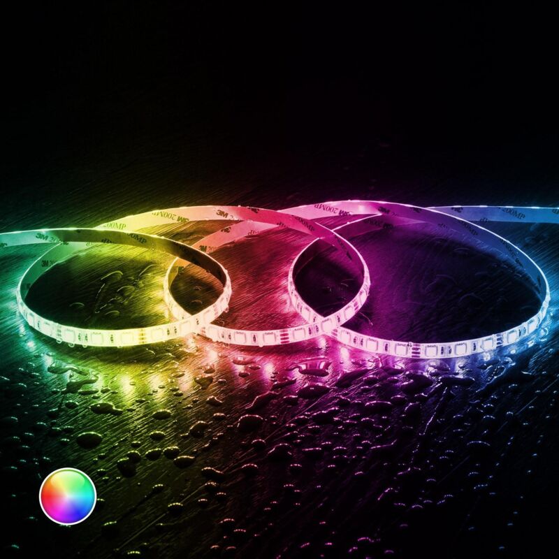 foto del prodotto ledkia bobina 5m striscia led 12v rgb smd 60 led m 10w m silicone flex larga 12mm ip68 taglio 5cm rgb