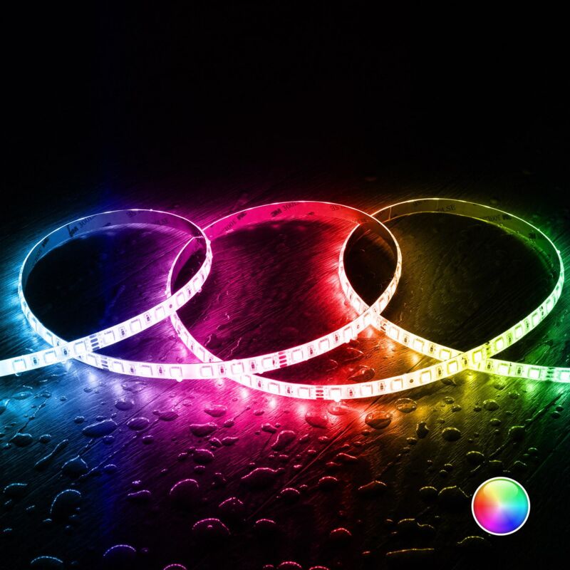 foto del prodotto ledkia bobina 5m striscia led 24v rgb smd 60 led m 10w m larga 10mm ip65 taglio 10cm rgb