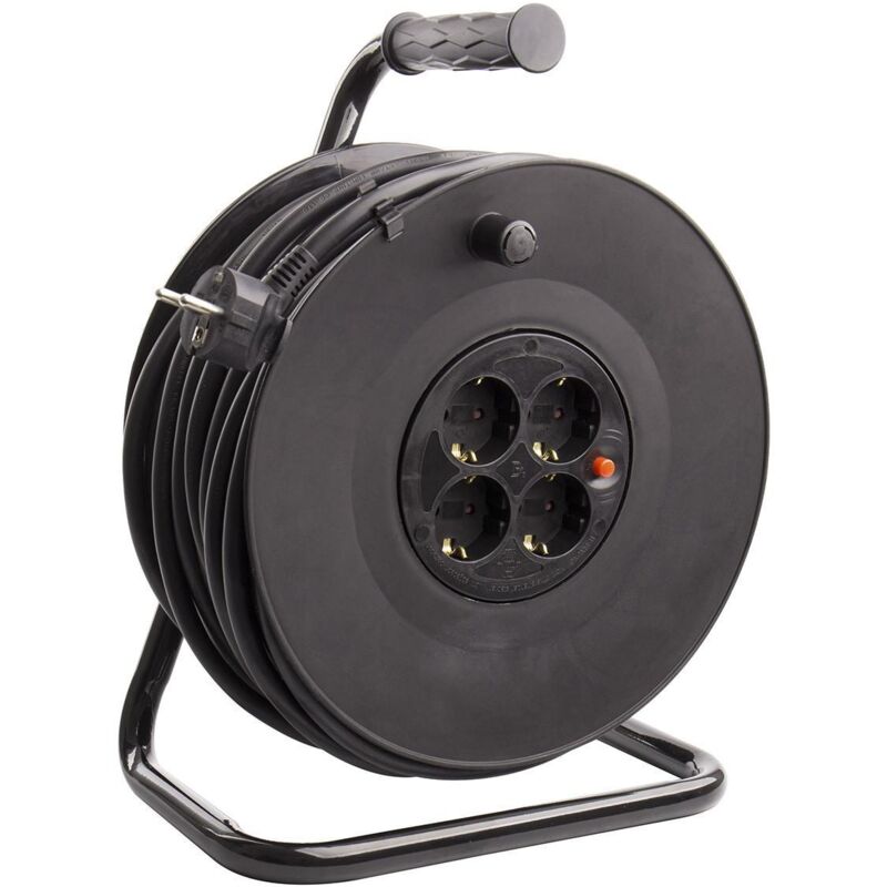 foto del prodotto ledkia bobina prolunga cavo 40m 3x1,5mm con sistema anti twist nero
