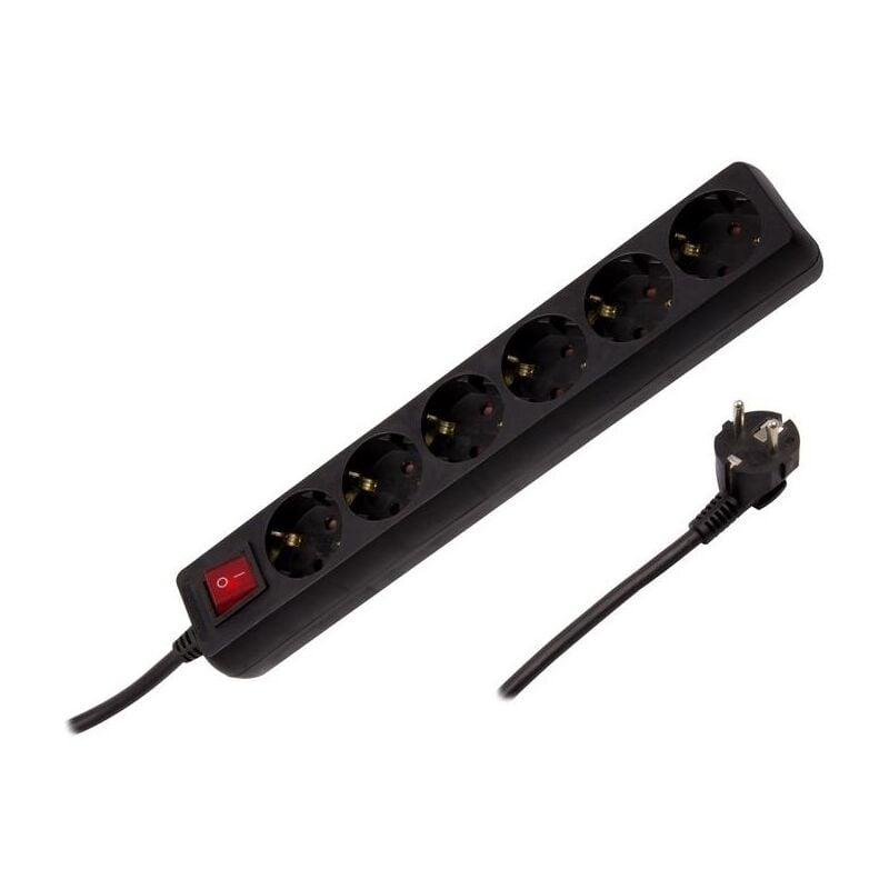 foto del prodotto ledkia ciabatta multipla 6 prese tipo f schuko 3m nero