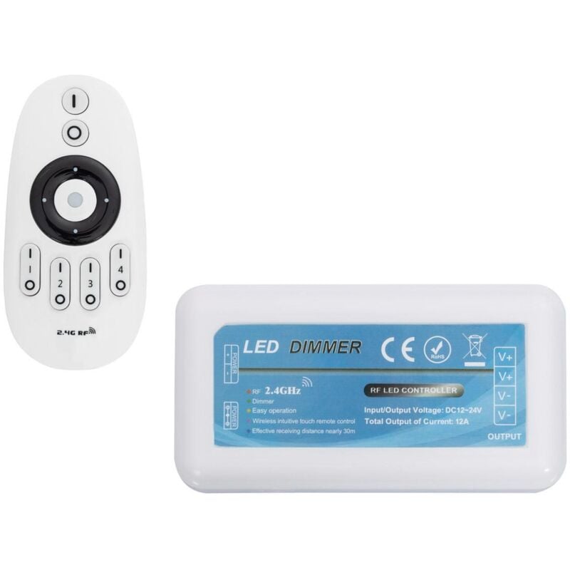 foto del prodotto ledkia controller regolatore monocolore 12 24v dc con telecomando rf 4 zone