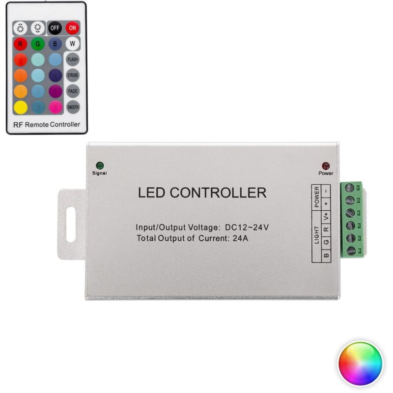 foto del prodotto ledkia controller regolatore striscia led rgb 12 24v dc con telecomando rf 24a high power