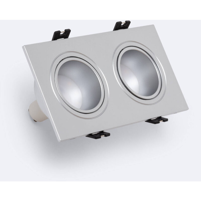 foto del prodotto ledkia downlight quadrato basculante gu10 6w pc foro 75x150mm argento bianco naturale no flicker 4000k