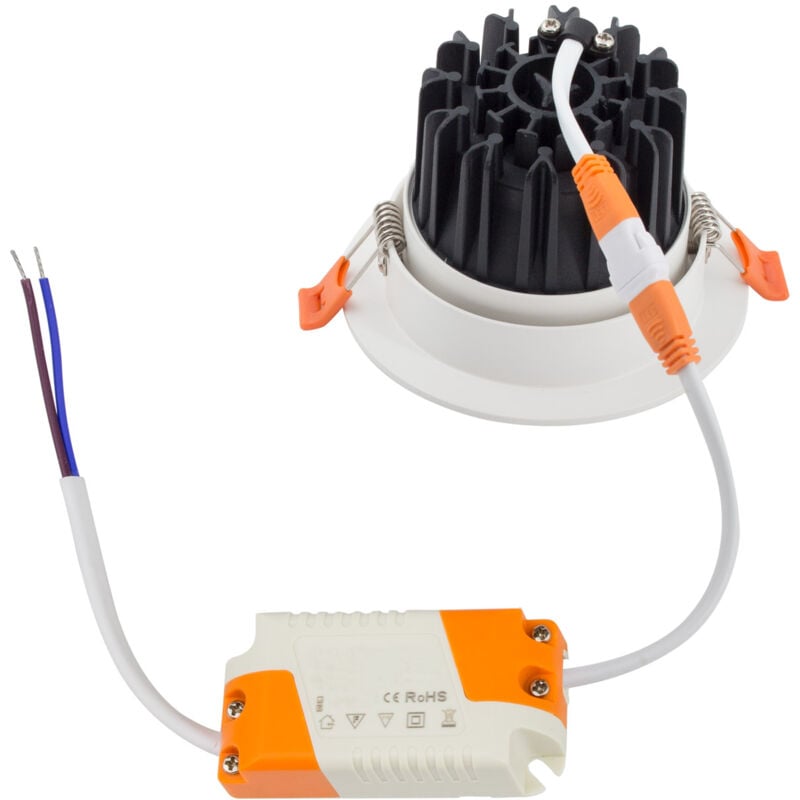 foto del prodotto ledkia faretto downlight led 9w circolare cob cri90 foro 90 mm bianco caldo no flicker 2700k