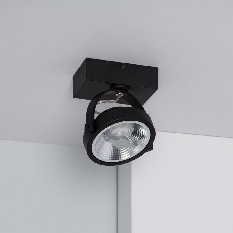 foto del prodotto ledkia faretto led da superficie orientabile ar111 15w regolabile nero cree bianco caldo 2700k