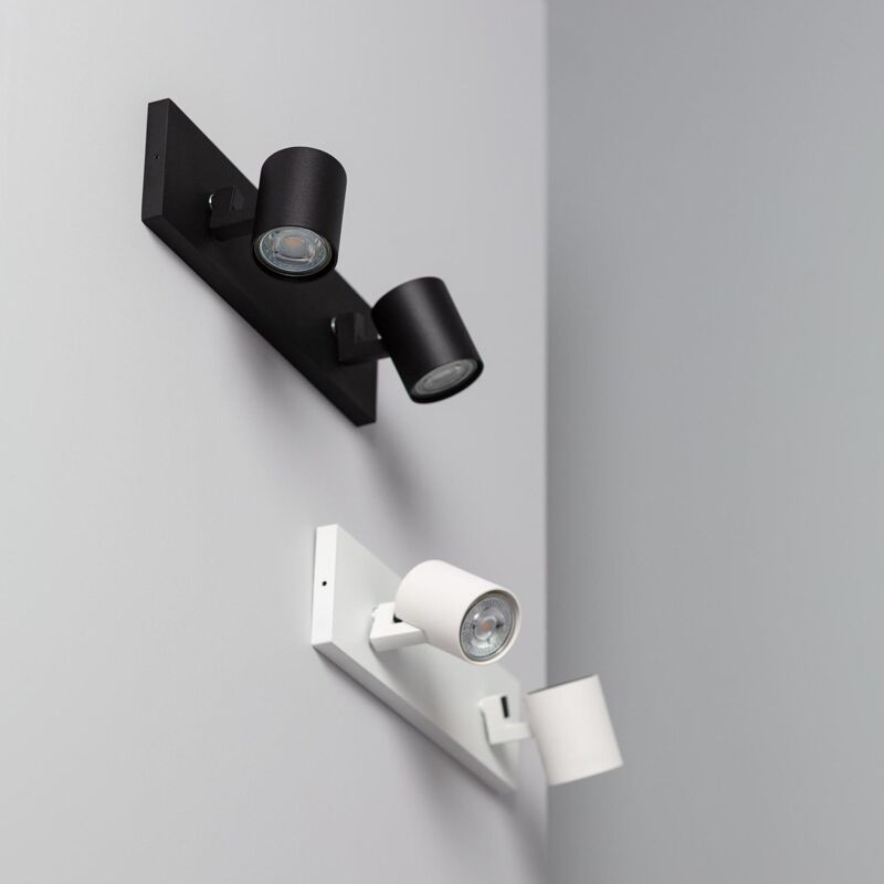 foto del prodotto ledkia faretto portalampada doppia superficie orientabile in alluminio gylu per lampadina gu10 nero