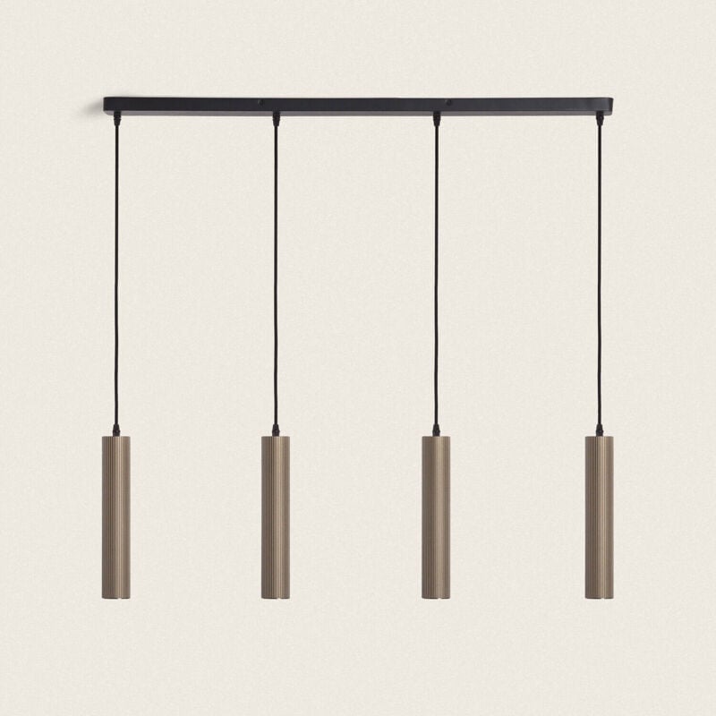foto del prodotto ledkia lampada a sospensione alluminio aritz 4 faretti bronzo