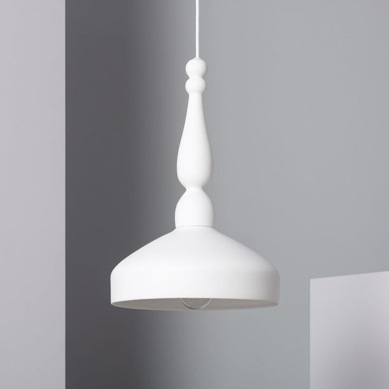 foto del prodotto ledkia lampada a sospensione ceramica almanzor bianco