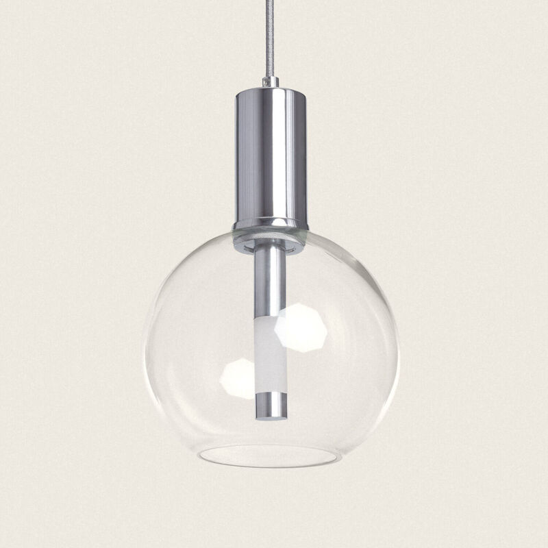 foto del prodotto ledkia lampada a sospensione led 5w metallo e vetro ludvika cromato