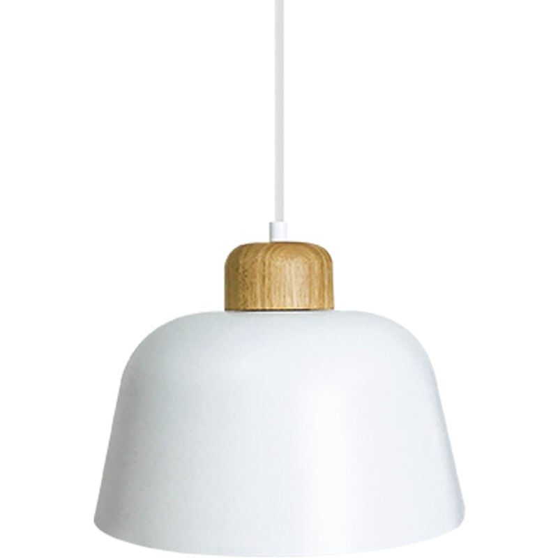 foto del prodotto ledkia lampada a sospensione metallo e legno wawak bianco