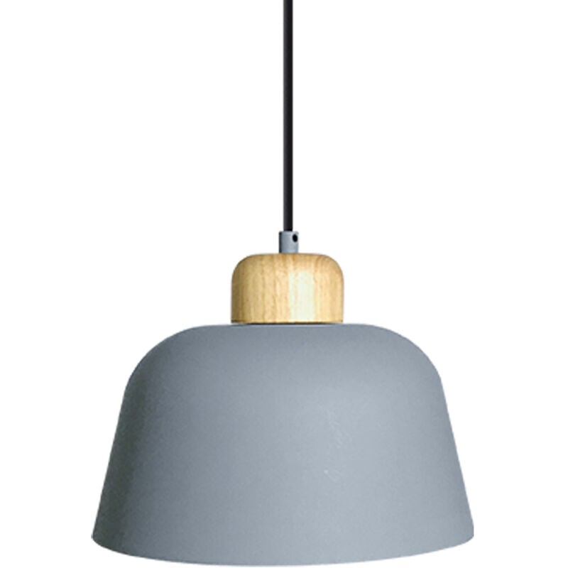foto del prodotto ledkia lampada a sospensione metallo e legno wawak grigio