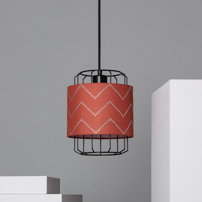foto del prodotto ledkia lampada a sospensione tessuto pointiza rosso mattone