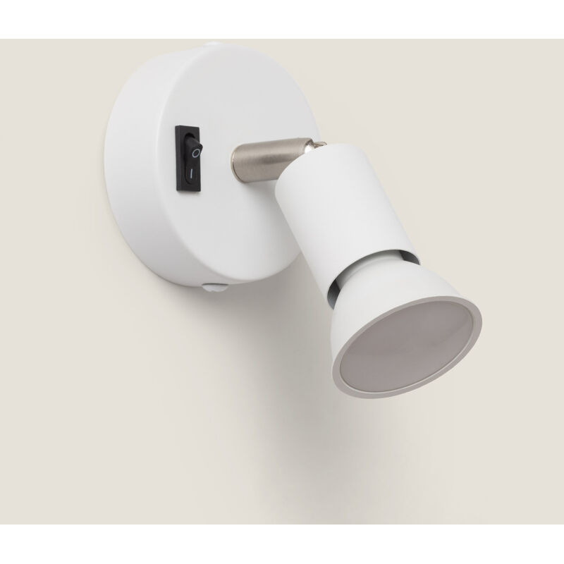 foto del prodotto ledkia lampada da parete allumio orientabile con interruttore 1 faretto bianco oasis bianco