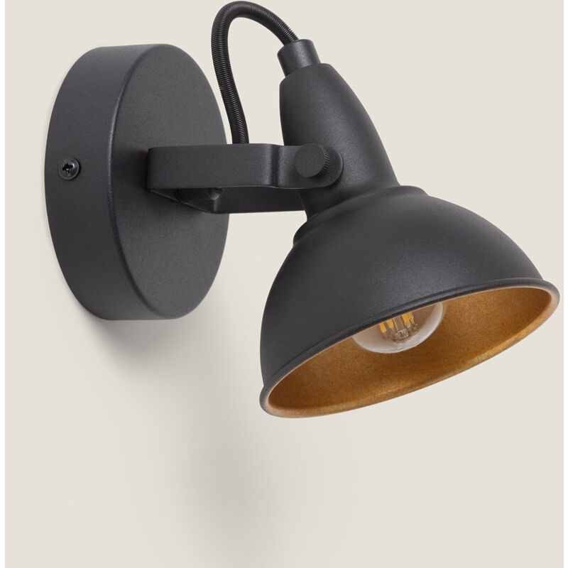 foto del prodotto ledkia lampada da parete orientabile in alluminio 1 faretto emer nero nero
