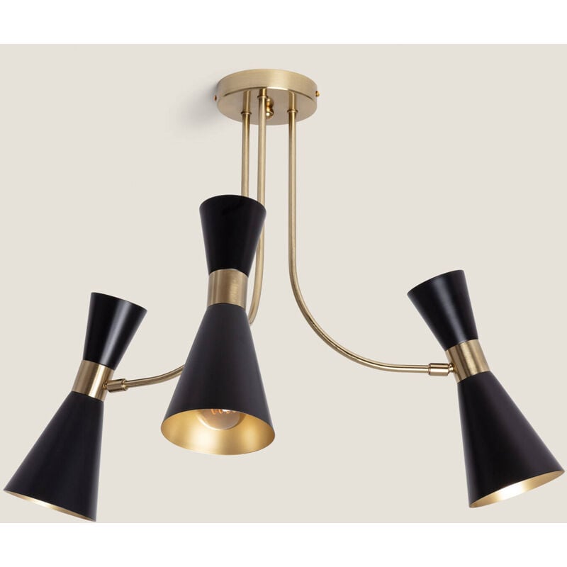 foto del prodotto ledkia lampada da soffitto alluminio 3 faretti jigger nero
