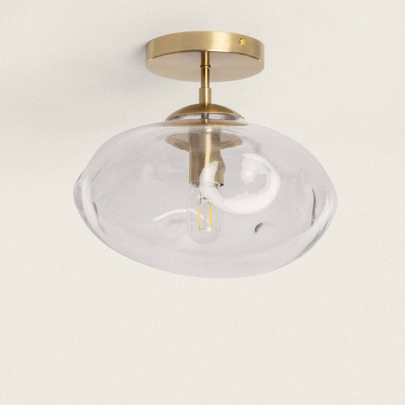 foto del prodotto ledkia lampada da soffitto metallo e vetro halych trasparente